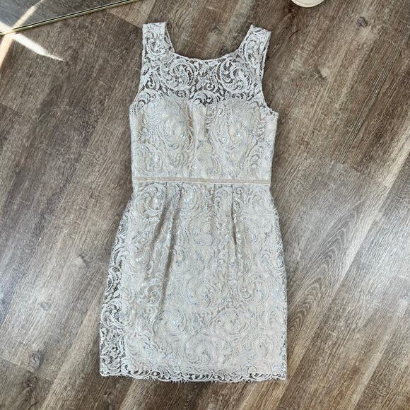 Jenny Yoo Collection Harlow Dress Lace Sweetheart Mini Cream Metallic - Picture 2 of 7